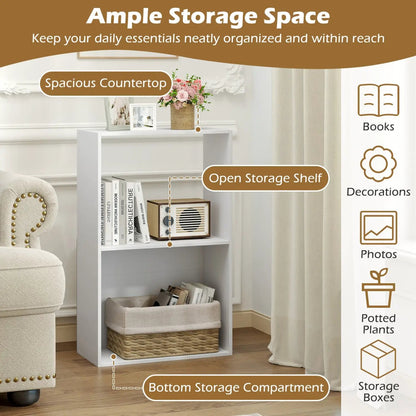 3-Tier Bookshelf With Open Storage Set of 2