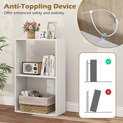 3-Tier Bookshelf With Open Storage Set of 2