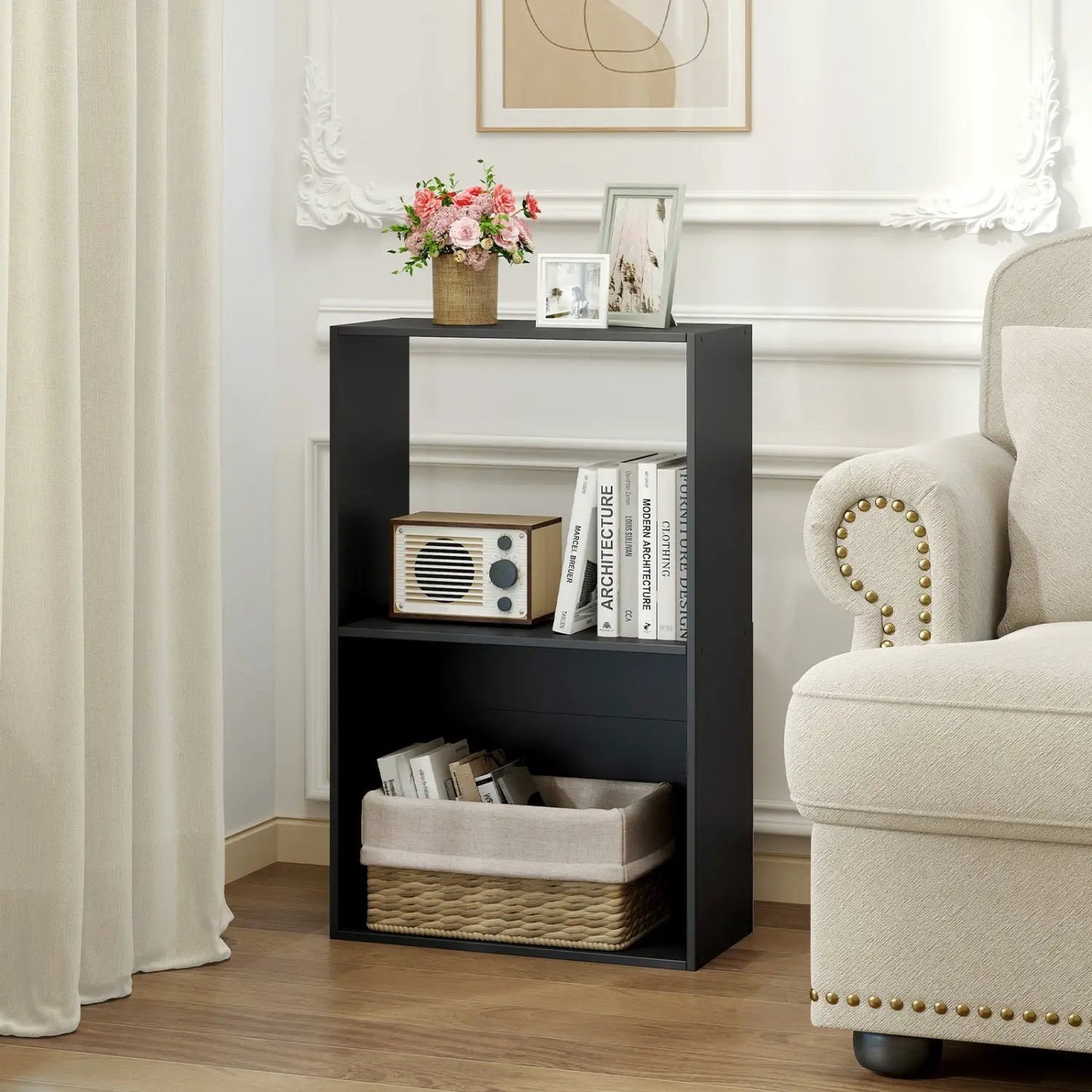 3-Tier Bookshelf With Open Storage Set of 2