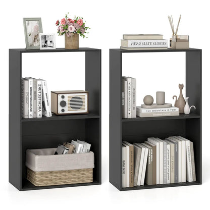 3-Tier Bookshelf With Open Storage Set of 2