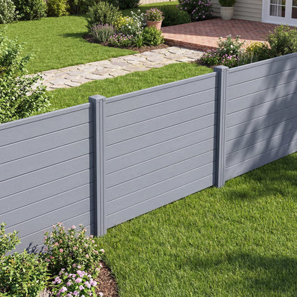 Set of 2 48 x 38 Inch Air Conditioner Fence 2 Panels with Metal Ground Stakes-Gray
