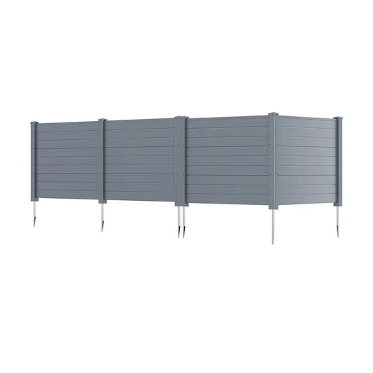 Air Conditioner Fence Panels set of 2 with stakes, gray privacy panels with horizontal slats on Tampa Home & Garden Store