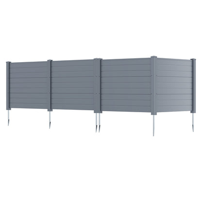 Set of 2 48 x 38 Inch Air Conditioner Fence 2 Panels with Metal Ground Stakes-Gray