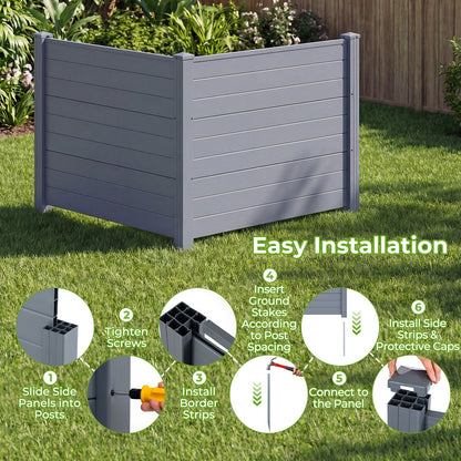 Set of 2 48 x 38 Inch Air Conditioner Fence 2 Panels with Metal Ground Stakes-Gray