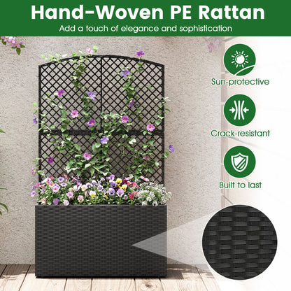 Set of 2 49 Inch Raised Garden Bed with Trellis and Wicker Planter Box