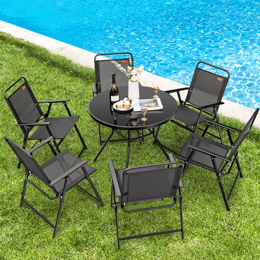 Set of 2/4/6 Outdoor Folding Chairs with Breathable Seat - Tampa Home & Garden Store