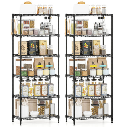 Set of 2 4-Tier Metal Storage Shelving Unit with V-Shaped Wire Rack and 1000 LBS Capacity-Black