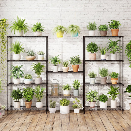 Set of 2 5-Tier Metal Storage Shelving Unit with V-Shaped Wire Rack and 1250 LBS Capacity-Black - Tampa Home & Garden Store