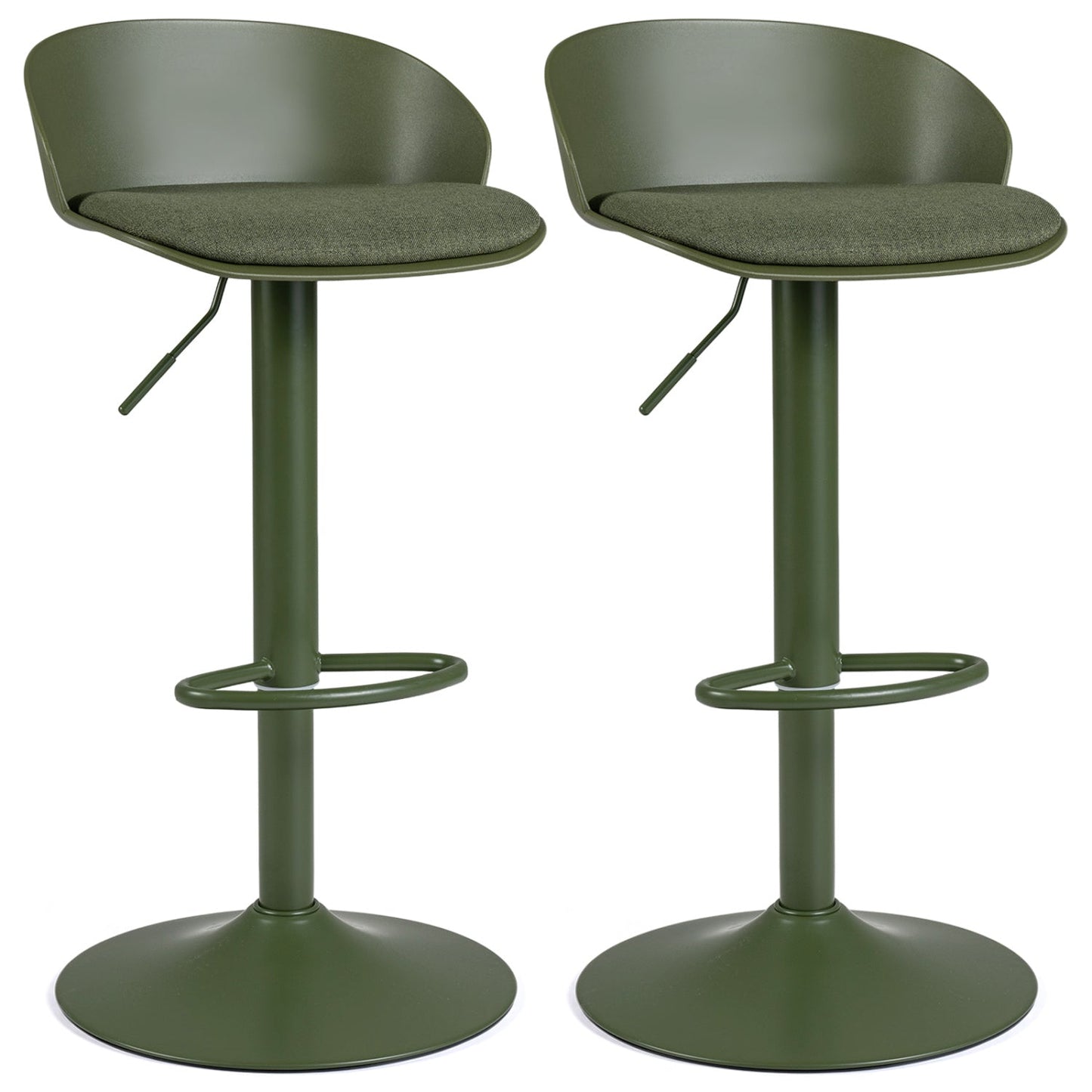 Adjustable swivel bar stools set of 2 with back and footrest, green metal DirectDeals on Tampa Home & Garden Store