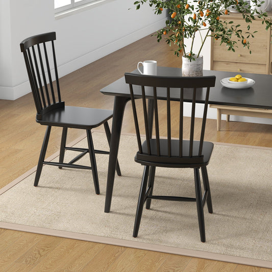 Juego de 2 sillas de comedor Windsor con respaldo alto de huso - Negro