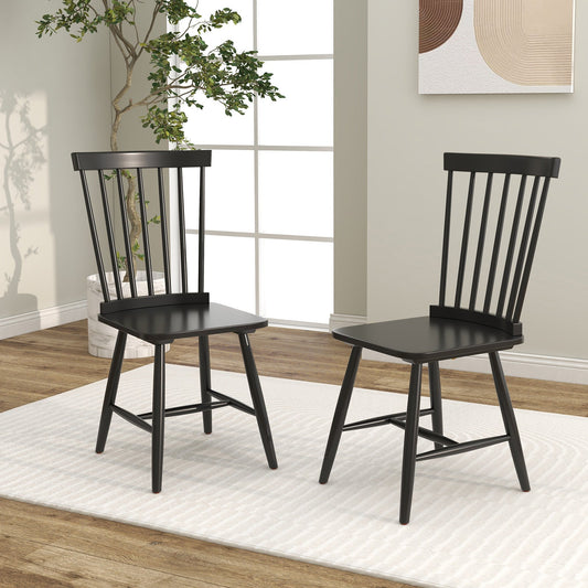 Juego de 2 sillas de comedor Windsor con respaldo alto de huso - Negro