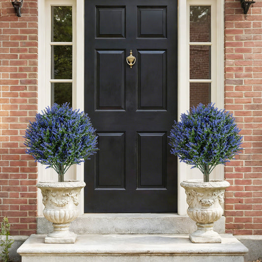 Set of 2 Artificial Lavender Topiary Ball Trees with Ground Spikes - Tampa Home & Garden Store