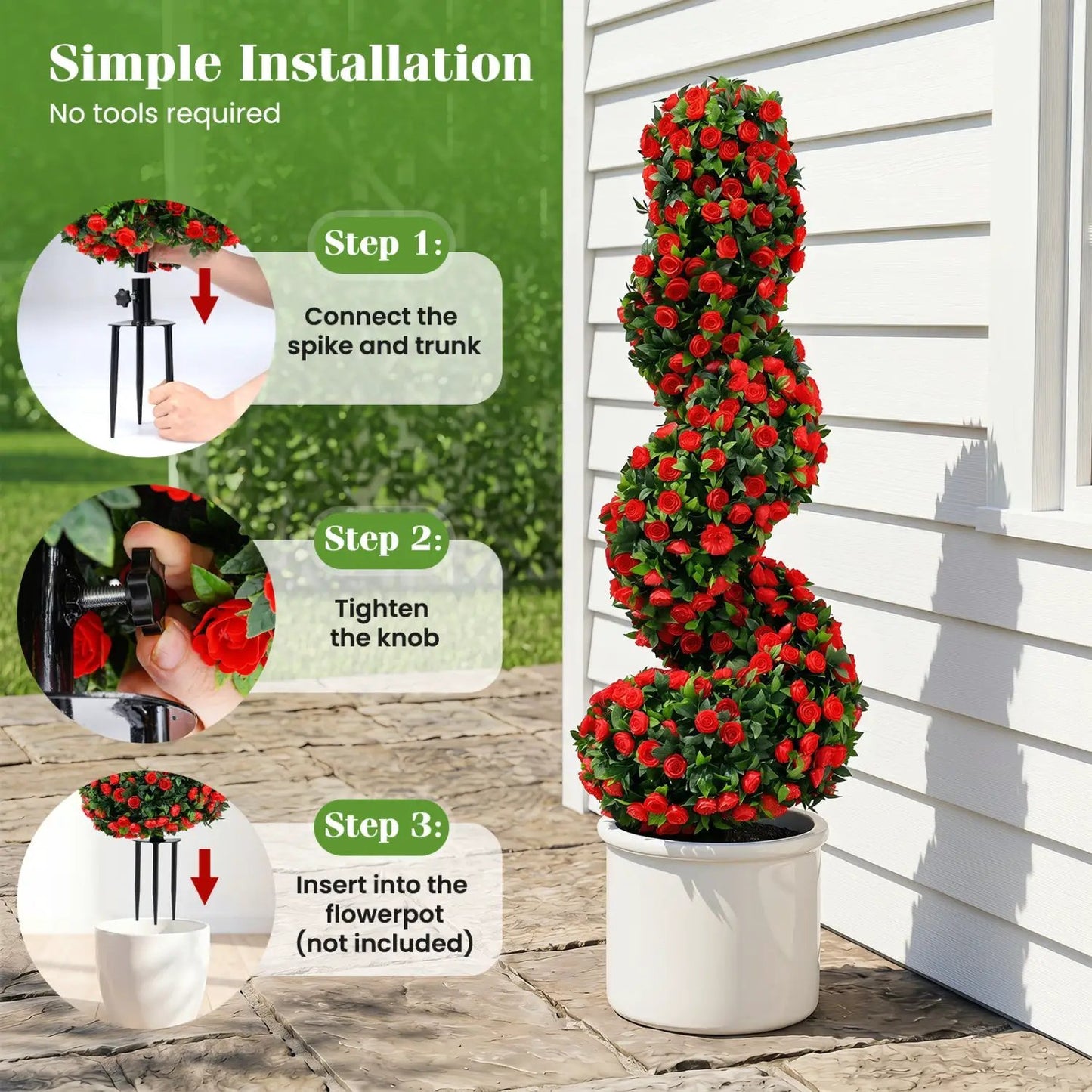 Artificial Spiral Topiary Trees 36 in with Spikes