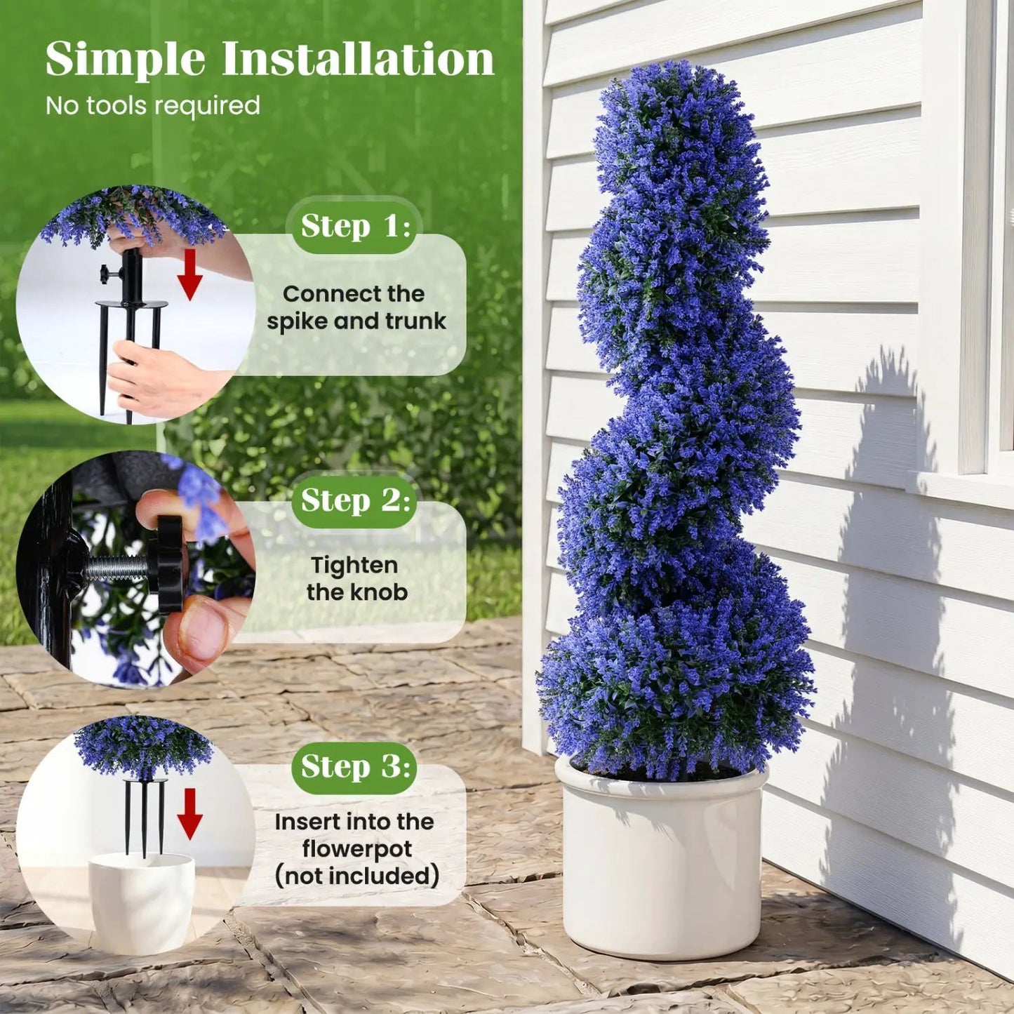 Artificial Spiral Topiary Trees 36 in with Spikes