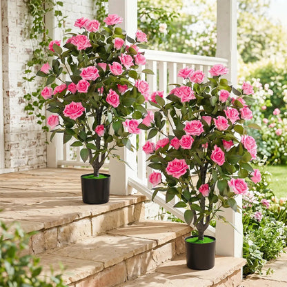 Artificial Rose Tree with Blooming Flowers Set 2