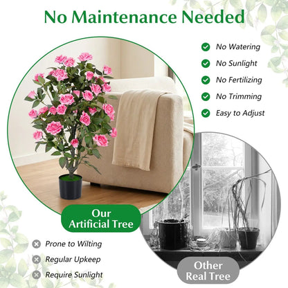 Artificial Rose Tree with Blooming Flowers Set 2