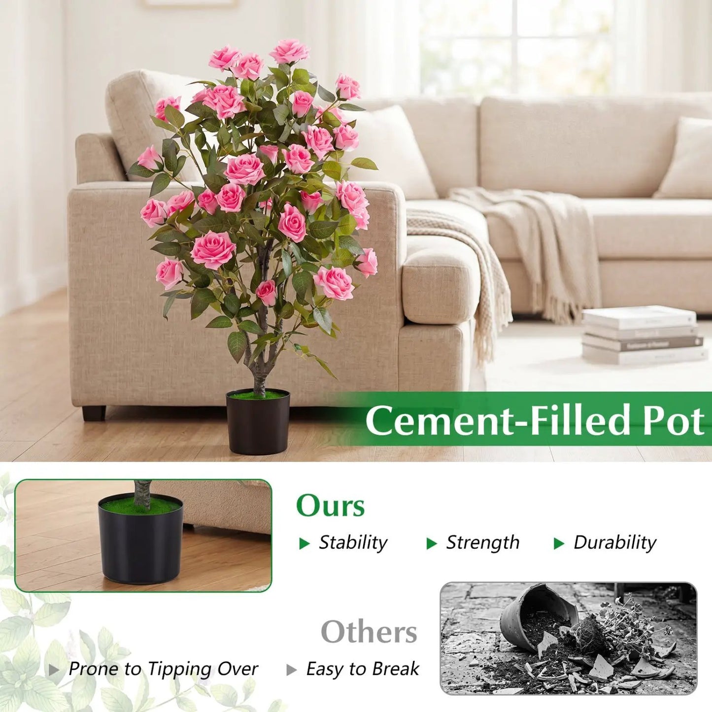 Artificial Rose Tree with Blooming Flowers Set 2