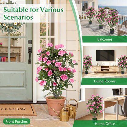 Artificial Rose Tree with Blooming Flowers Set 2