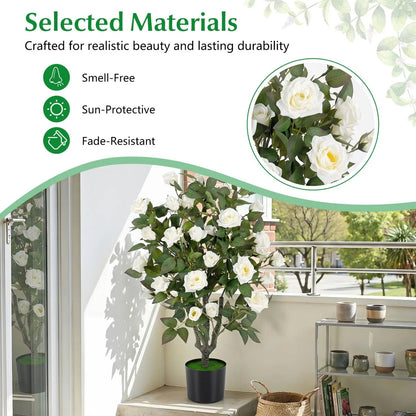 Artificial Rose Tree with Blooming Flowers Set 2