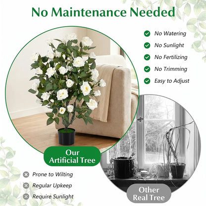 Artificial Rose Tree with Blooming Flowers Set 2