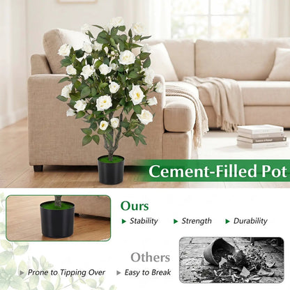 Artificial Rose Tree with Blooming Flowers Set 2