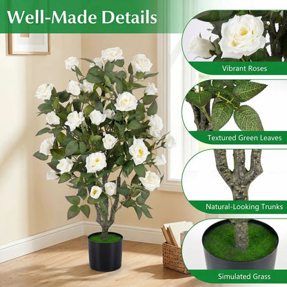 Artificial Rose Tree with Blooming Flowers Set 2