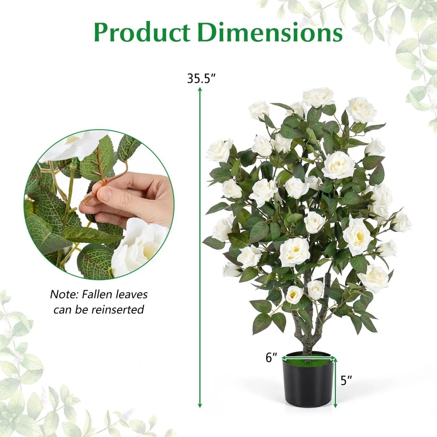 Artificial Rose Tree with Blooming Flowers Set 2