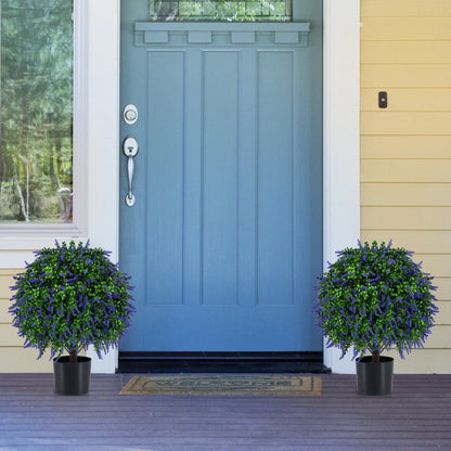 Artificial Lavender Topiary Ball Trees 22 in, set of 2 in black pots at blue door DirectDeals on Tampa Home & Garden Store