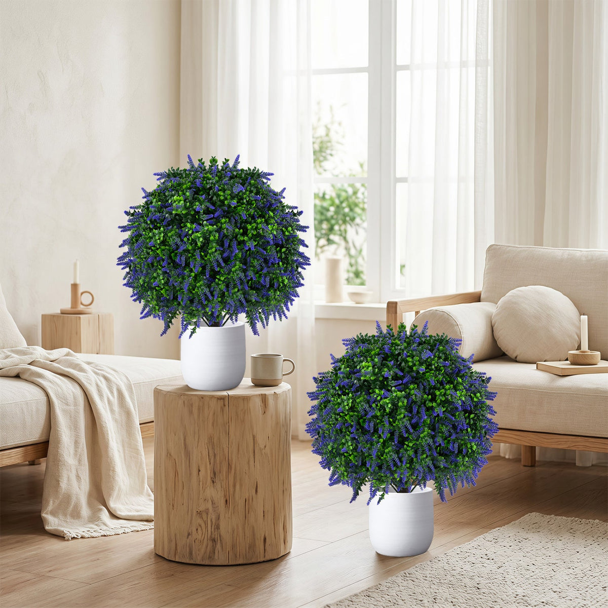 Artificial Lavender Topiary Ball Trees 22-inch, faux plants in pots; set of 2, DirectDeals on Tampa Home & Garden Store