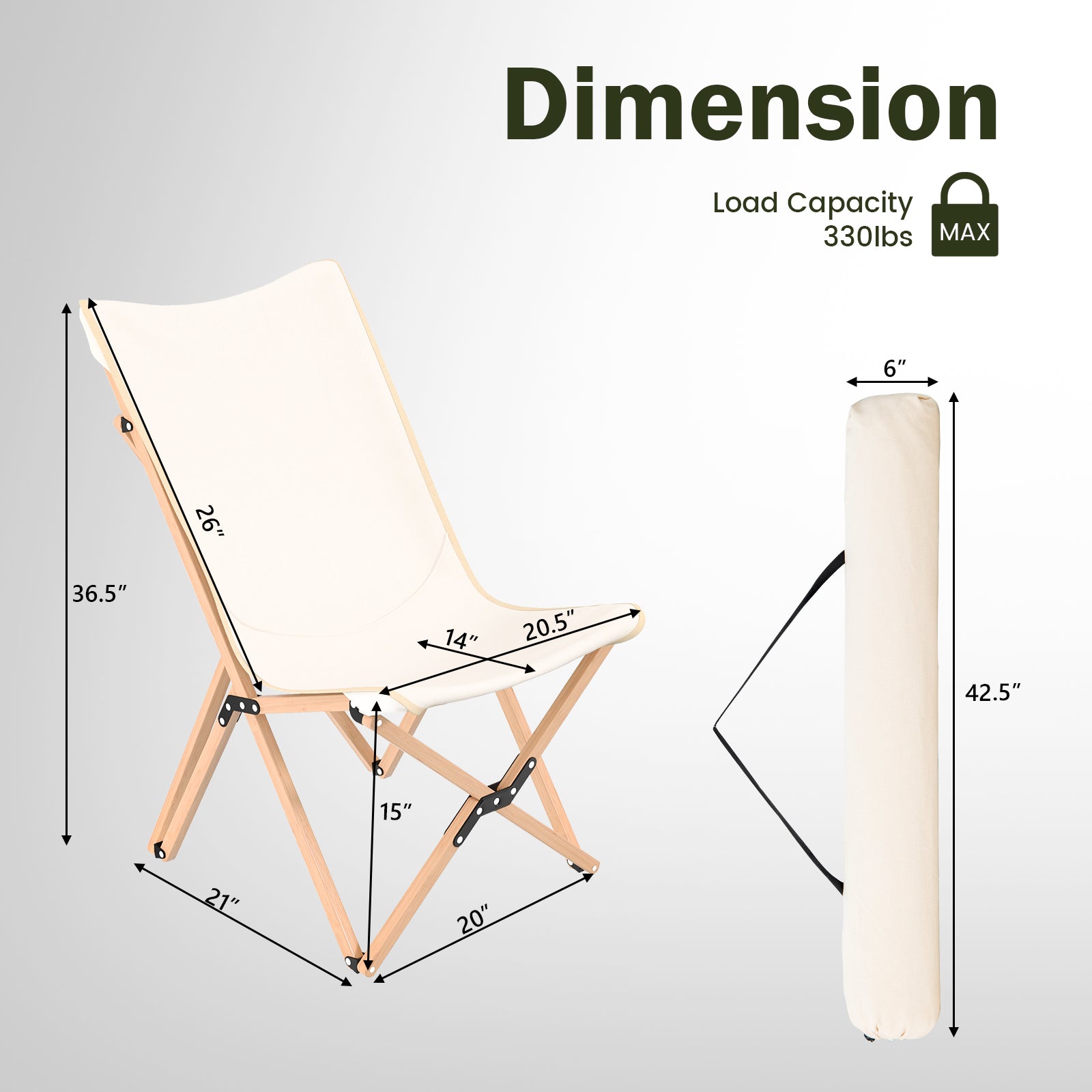 Bamboo dorm chairs set of 2, GemGear foldable camping chairs with storage pocket on Tampa Home & Garden Store