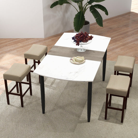 Set of 2 24 Inch Bar Stool with Curved Seat Cushions-Beige - Tampa Home & Garden Store