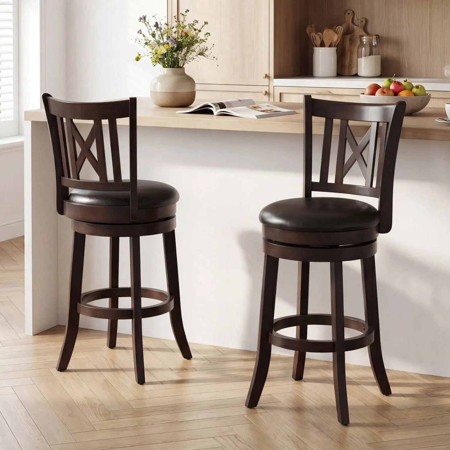 Swivel Bar Stools Set of 2 with Backrest 30 Inch