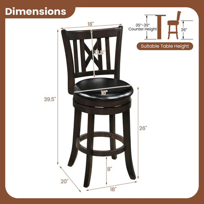 Swivel Bar Stools Set of 2 with Backrest 30 Inch