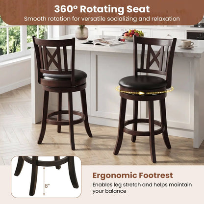 Swivel Bar Stools Set of 2 with Backrest 30 Inch