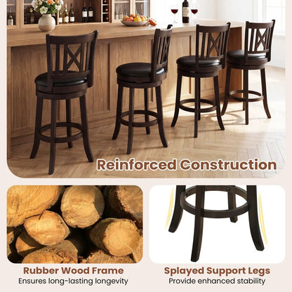Swivel Bar Stools Set of 2 with Backrest 30 Inch