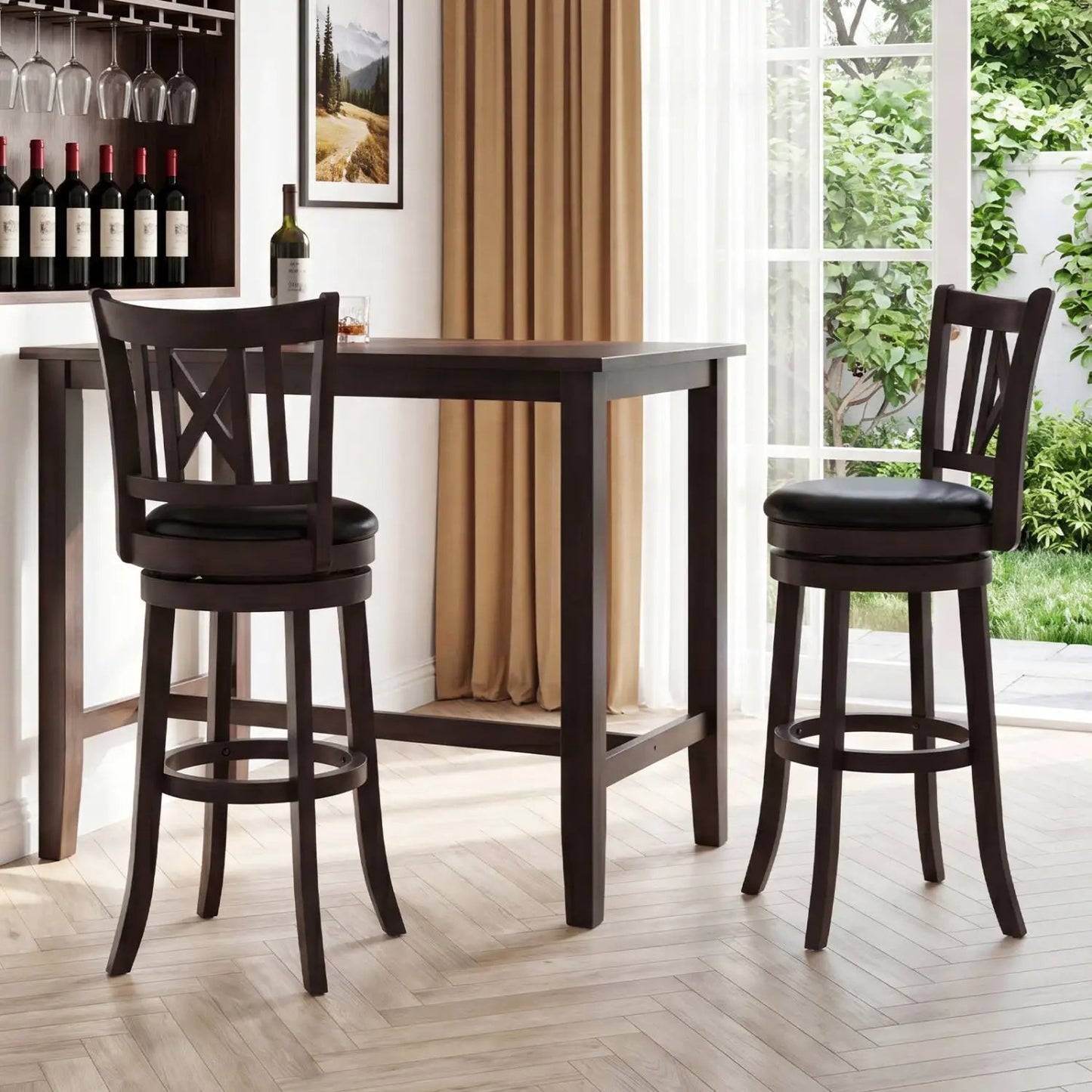 Swivel Bar Stools Set of 2 with Backrest 30 Inch