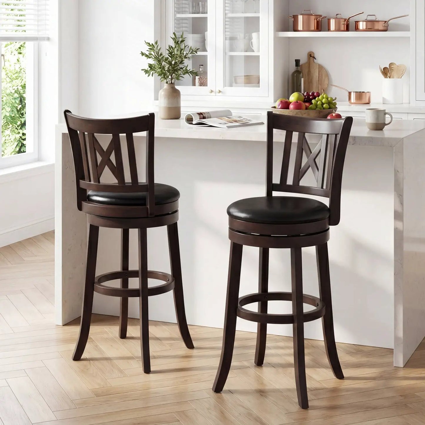 Swivel Bar Stools Set of 2 with Backrest 30 Inch