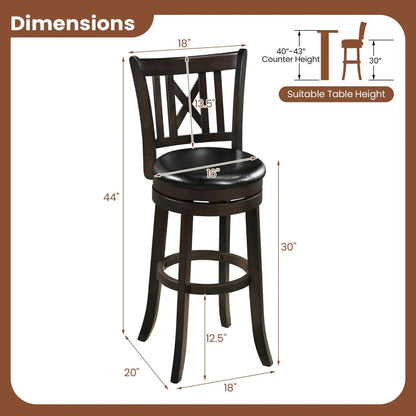 Swivel Bar Stools Set of 2 with Backrest 30 Inch