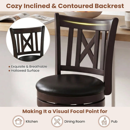 Swivel Bar Stools Set of 2 with Backrest 30 Inch