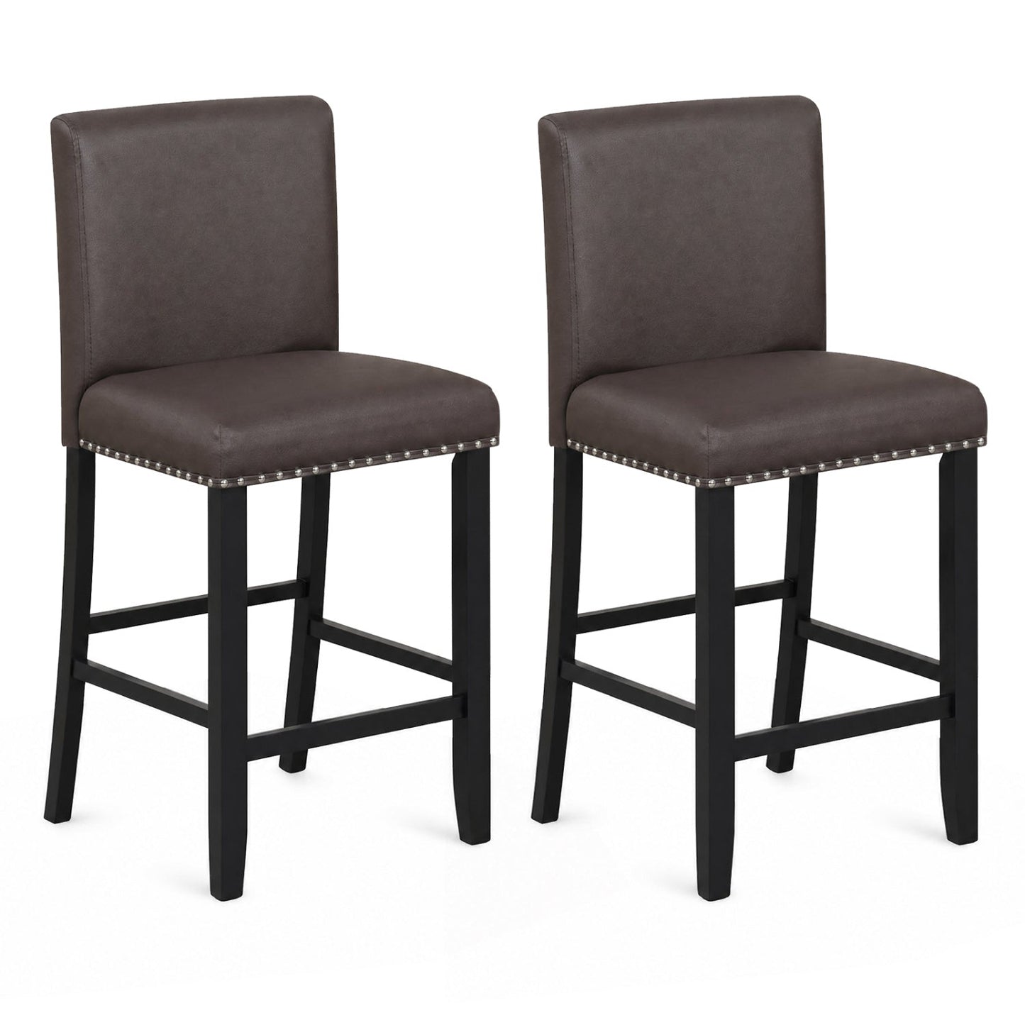 Bar stools with back, set of 2, DirectDeals brown faux leather, 25.5-in counter height on Tampa Home & Garden Store
