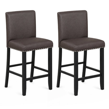 Bar stools with back, set of 2, DirectDeals brown faux leather, 25.5-in counter height on Tampa Home & Garden Store