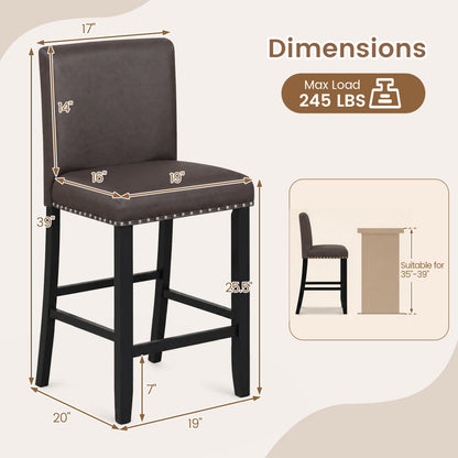 Bar stools with back, set of 2, dark brown upholstery, 25.5-in counter height, DirectDeals on Tampa Home & Garden Store