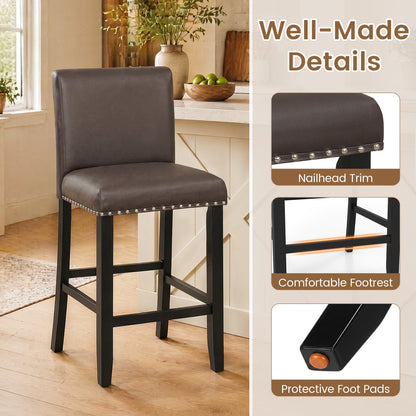 Bar Stools with Back Set of 2, 25.5-inch Counter Height, DirectDeals, gray upholstery on Tampa Home & Garden Store