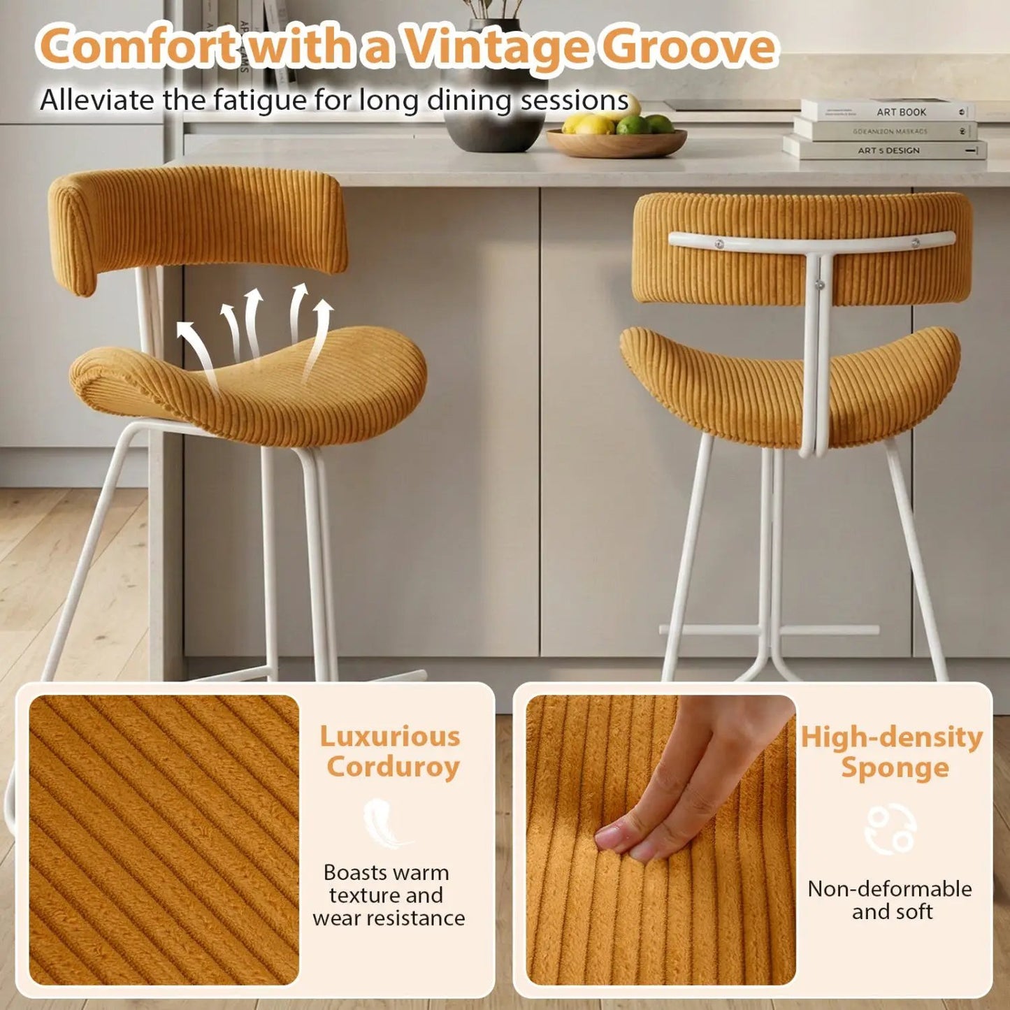 Set of 2 Counter Height Barstools 25 Inch Armless