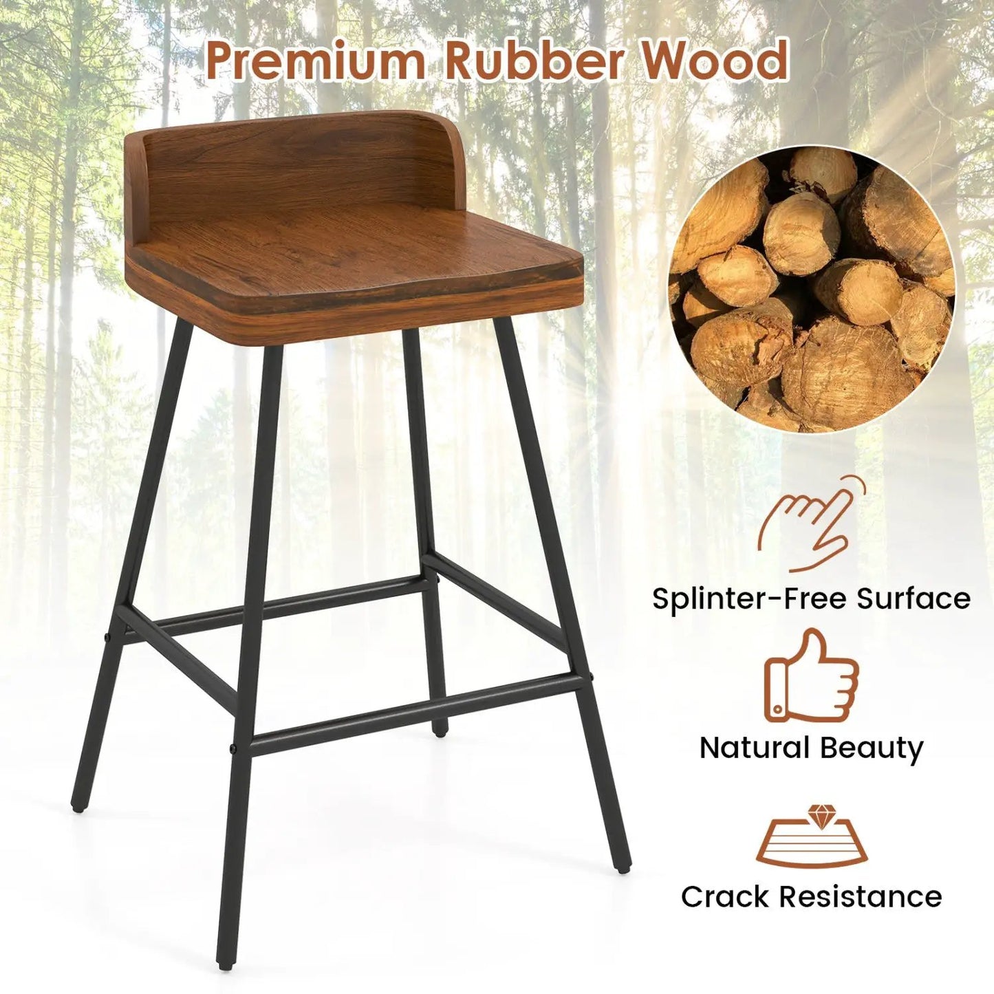 Counter Height Bar Stool Set with Footrest