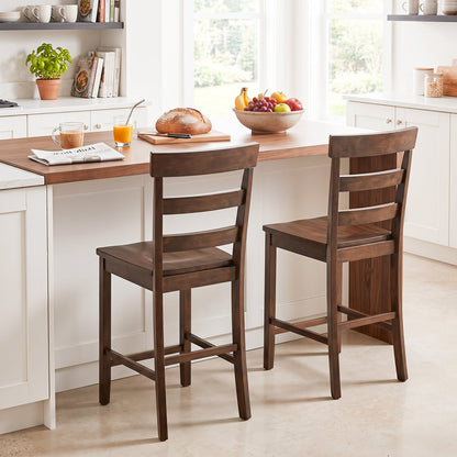 Counter Height Bar Stools Set of 2 DirectDeals, dark brown rubber wood frames on Tampa Home & Garden Store