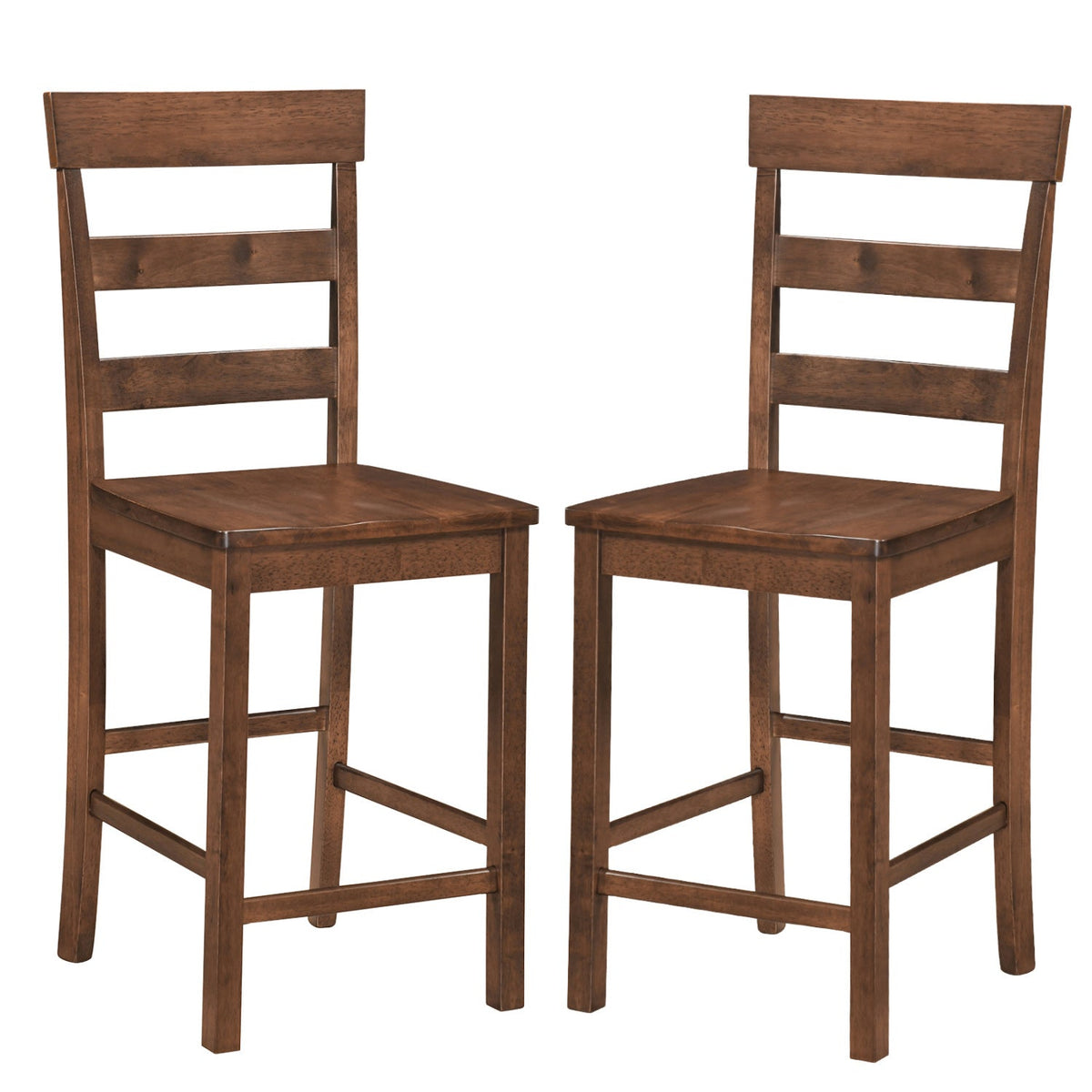 Counter Height Bar Stools set of 2 with rubber wood frame, brown finish DirectDeals on Tampa Home & Garden Store