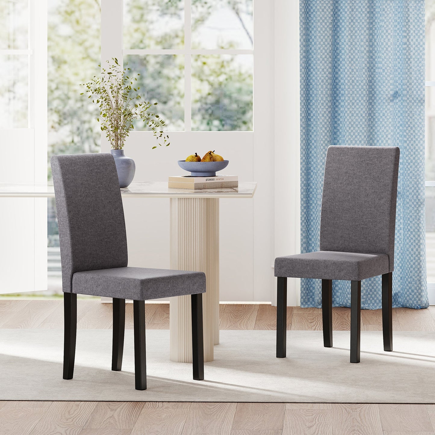 Set of 2 Dining Chair Mid-Century Modern Fabric Upholstered Parson Chairs