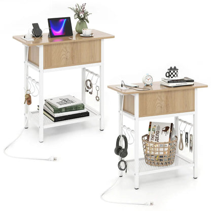 End Table Set With Charging Station and Hidden