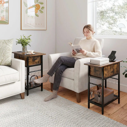 End Table Set With Charging Station and Hidden